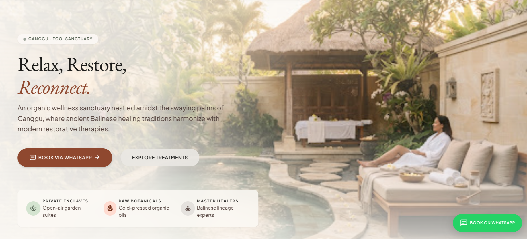 Canggu Day Spa Spa website template preview